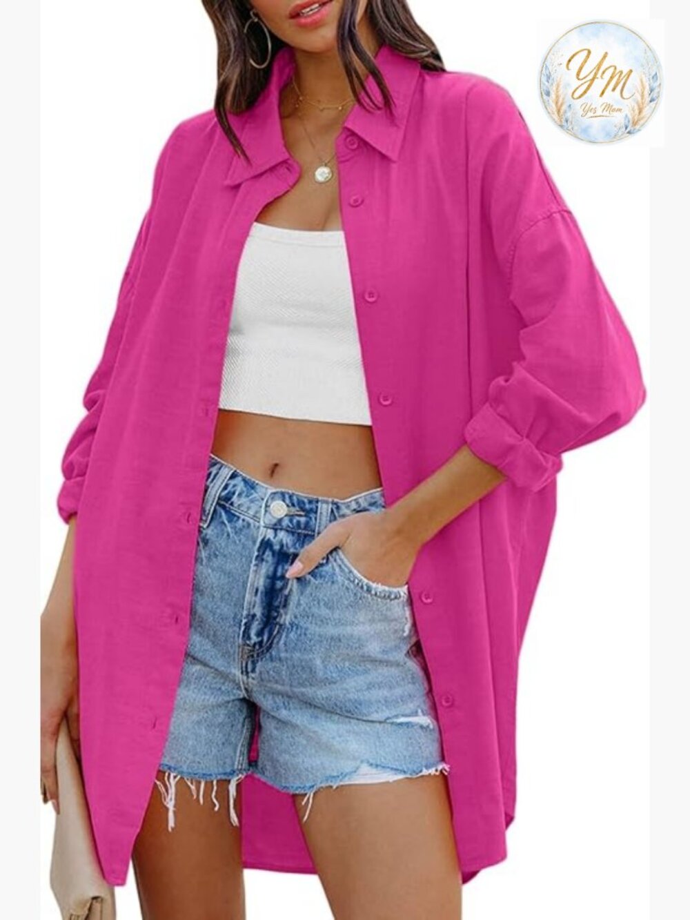 Oversized Button Down Shirt with Pockets